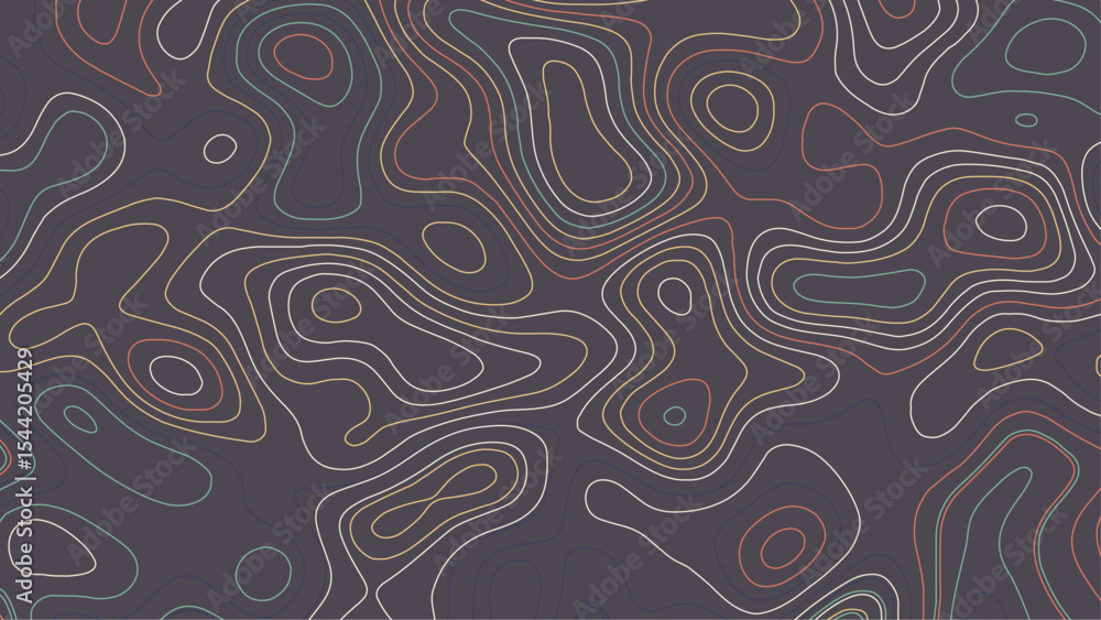 Fototapete topographic line pattern, map landscape background above view. linear seamless pattern. vector abstr