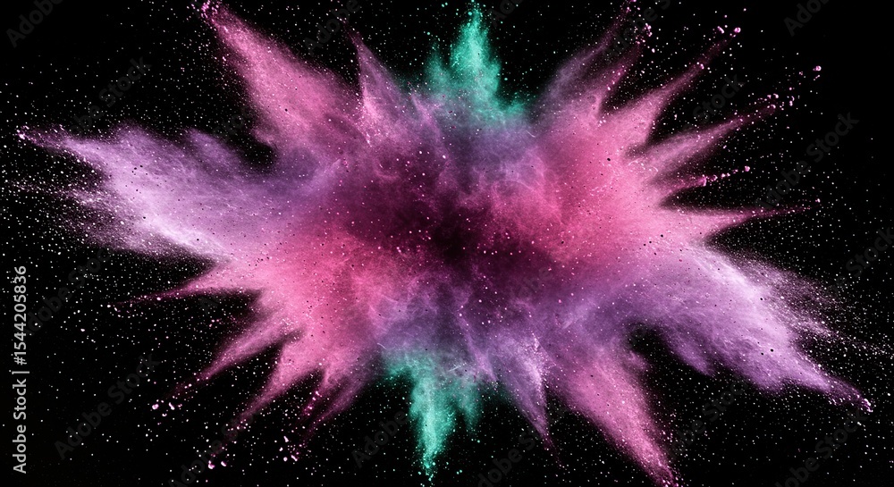 Poster explosion of colorful powder on black background artistic and dynamic visual for events and design i