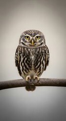 Majestic Little Owl Perched on a Branch A Stunning Wildlife Photograph