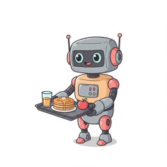 Friendly Robot Serving Breakfast