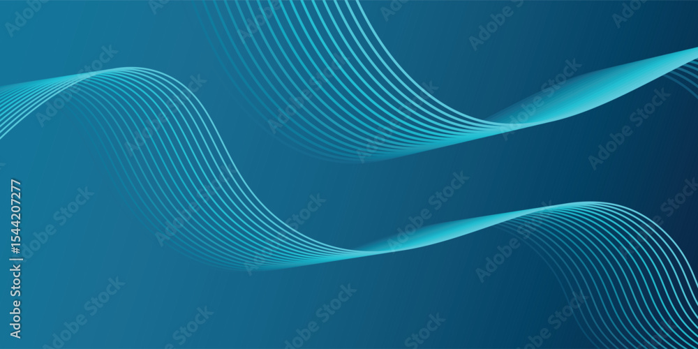 Poster abstract dark blue color. futuristic technology background. dynamic line wave big data particle flow