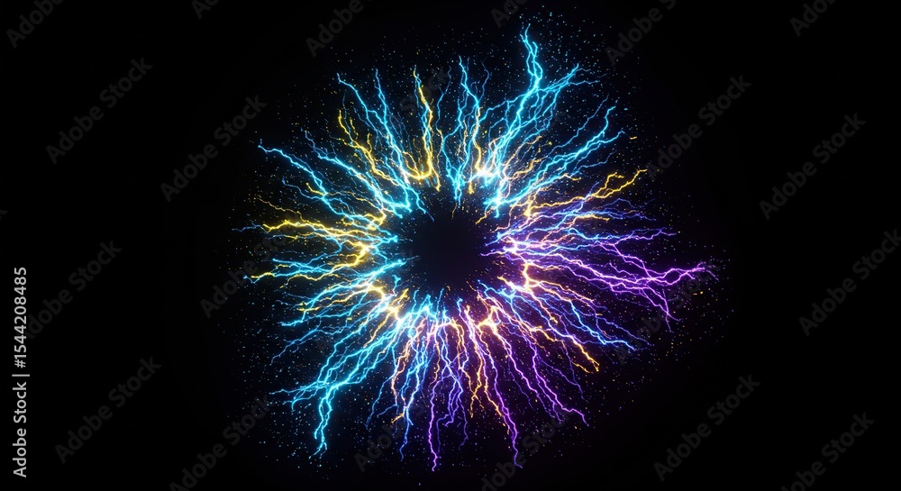 Poster energy portal with lightning effect abstract animation of futuristic background for virtual reality 