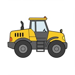 Naklejka premium Yellow Tractor Illustration on White Background