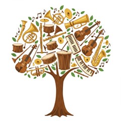 Musical Instruments Tree Illustration