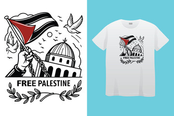 free Palestine freedom free Gaza vector illustration t shirt poster