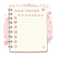 Pastel Pink Mood Tracker Notebook Illustration