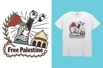 free Palestine freedom free Gaza vector illustration t shirt poster