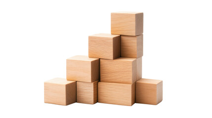 Obraz premium set of wooden blocks arrangement as steps on white background