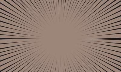 Obraz premium Speed Line brown background. Vector illustration. Comic book effect black radial Halftone lines pattern..