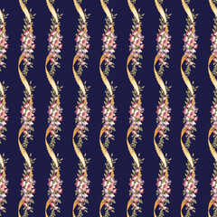 seamless floral stripe with ribbons