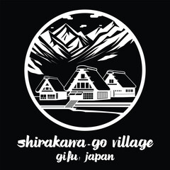 Fototapeta premium Circle Icon Shirakawa-go Village. Vector illustration