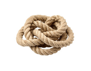 Fototapeta premium Thick Beige Twisted Hemp Rope Coil Closeup Texture.