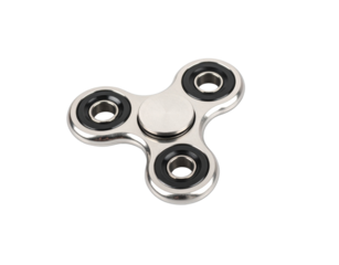 Silver Metal Fidget Spinner with Black Bearing Rings.