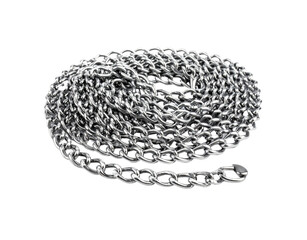 Coiled Silver Curb Chain with Polished Links and Clasp.