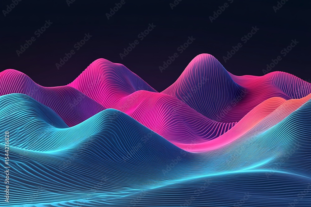 Poster abstract landscape of vibrant wavy lines creating a mesmerizing visual, perfect for backgrounds