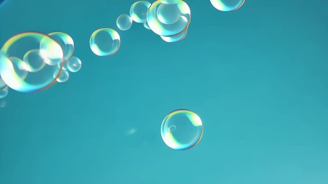 Soap bubbles floating gracefully against a captivating blue backdrop