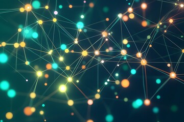 Abstract network connection structure with glowing nodes and lines for technology background