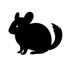 Obraz premium Silhouette of a Chinchilla with Fluffy Tail Against White Background