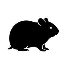 Minimalist Black Syrian Hamster Silhouette on White Background