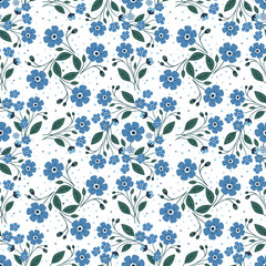 Floral print, sky blue flowers, fabric pattern, nature, native, ready-made fabric pattern