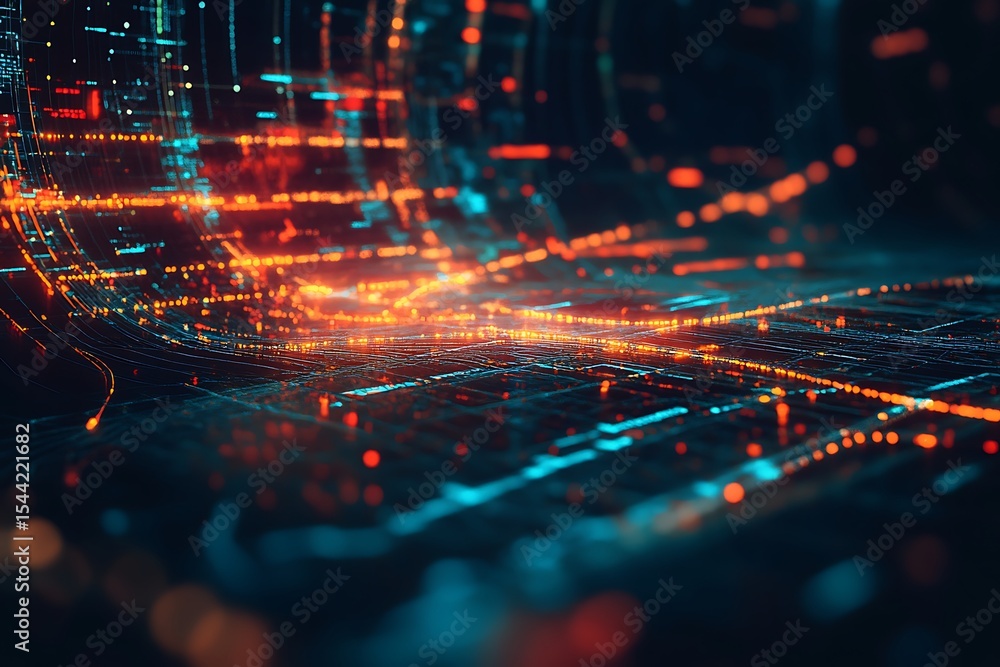 Aufkleber futuristic technology background with circuit board and glowing lights effect. data stream concept