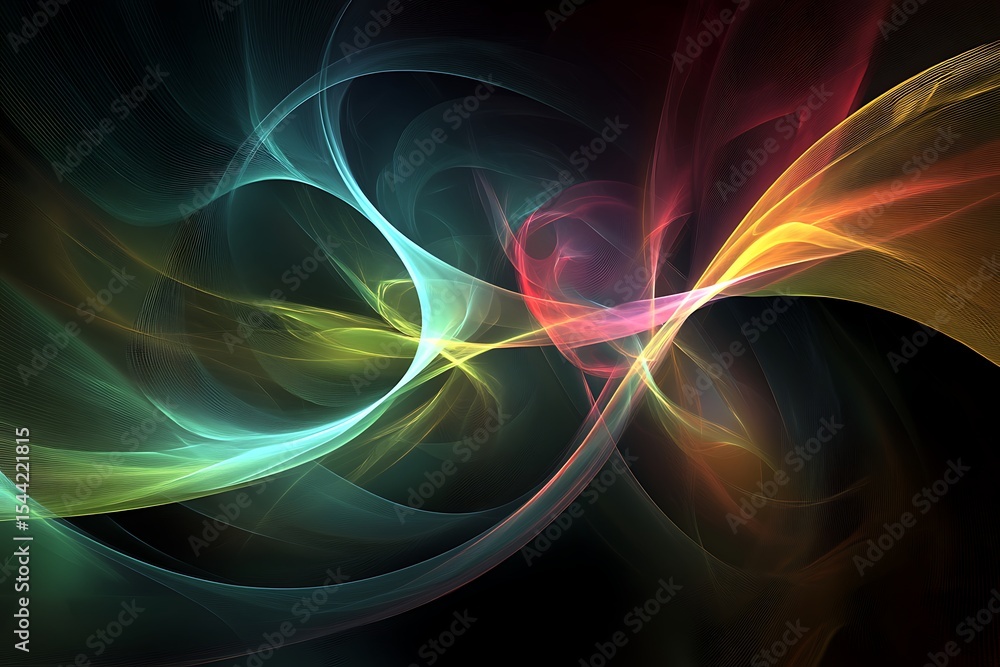 Poster abstract colorful flowing lines on dark background design for modern artistic concepts