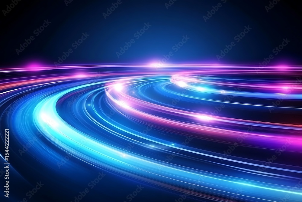 Poster abstract speed lines background with motion blur effect and glowing light trails for technology conc