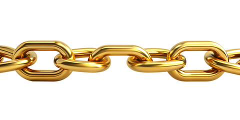 gold golden chain breaking horizontal isolated on white background PNG , AI GENERATED