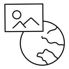 Upload Photo line vector