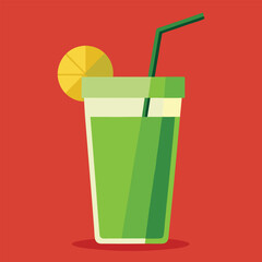 green detox juice in glass cup vector,  glass of lemonade eps