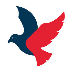 Abstract Red and Blue Bird in Flight American Independence Day Graphic Design soaring