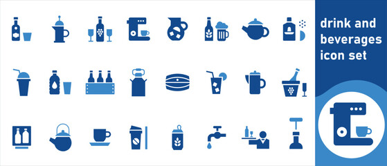 Drinks and beverages icon set, cooking, cook, chef, vegetarian, juice, soda, sweet, dairy, bottle, delivery, set, sandwich, dessert, allergen, egg, line, ice, graphics, outline, fish, coffee and more