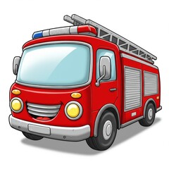 Happy Red Cartoon Firetruck Illustration