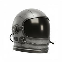 Fototapeta premium Vintage Gray Astronaut Helmet on White Background
