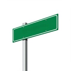 Blank Green Street Sign on Metal Pole