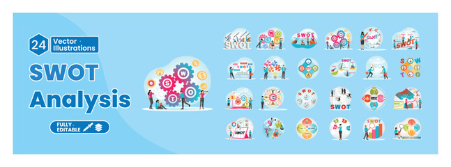 Business swot concept. Mega set.