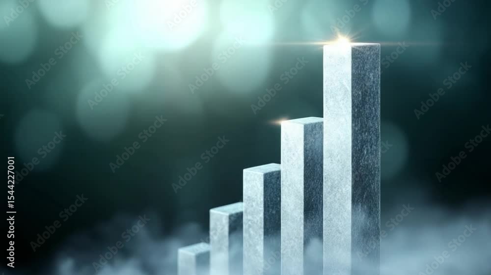 Poster ascending bar graph: a visual metaphor of growth, progress, and upward trajectory through a stylized