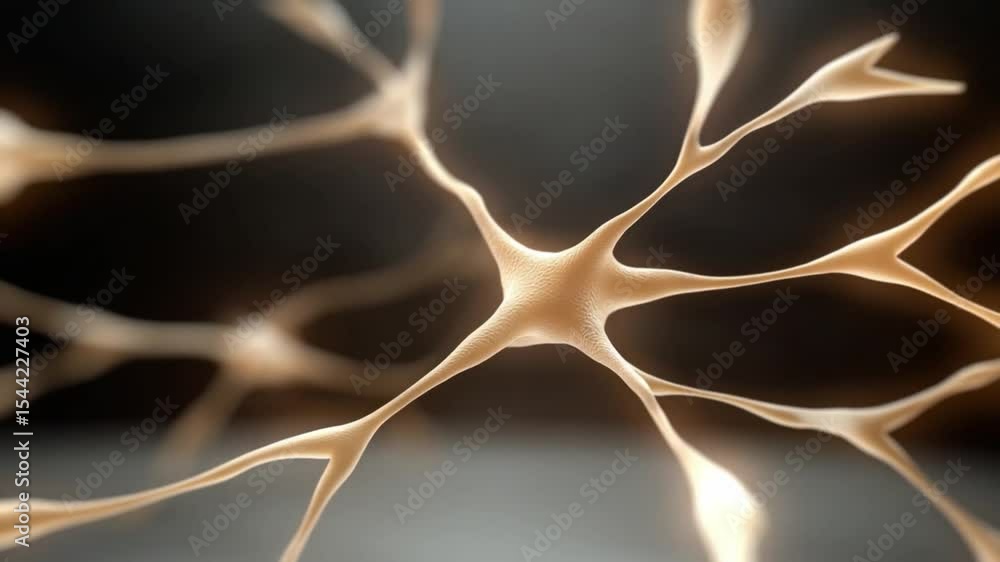Poster Neural Pathways: An intricate close-up image reveals the complex beauty of a neuron structure against a dark backdrop, highlighting the intricacies of the mind.