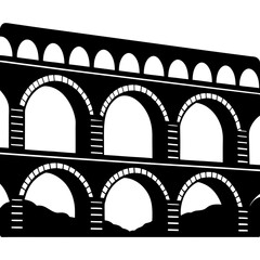 Naklejka premium Pont du Gard silhouette illustration