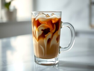 Glass of iced coffee and cola beverages with soda, isolated on white