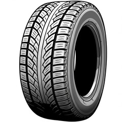 Detailed GrayScale Illustration of a Winter Tire