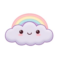 Cute Pastel Cloud with Rainbow Illustration