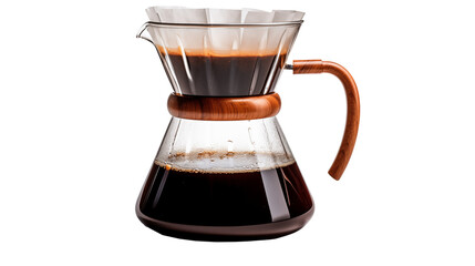 Freshly Brewed Coffee in Glass Chemex Pour Over Brewer
