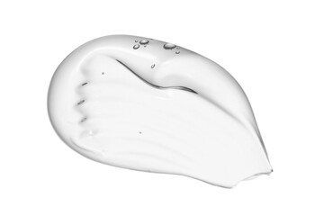 Hyaluronic acid gel cream swatch. Clear liquid cosmetic smear isolated on transparent background. Skincare creamy product texture