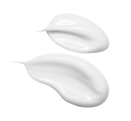 White cream swatch. Cosmetic lotion smear isolated on transparent background. Creamy skincare product texture