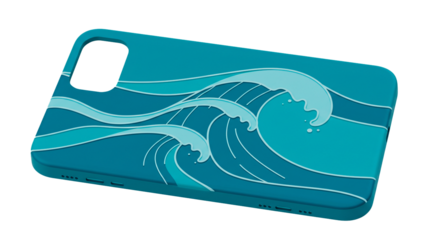 Trendy ocean wave design phone case for phone protection and stylish accessory for mobile devices on transparent background