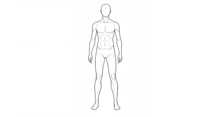 Full body male figure drawing template