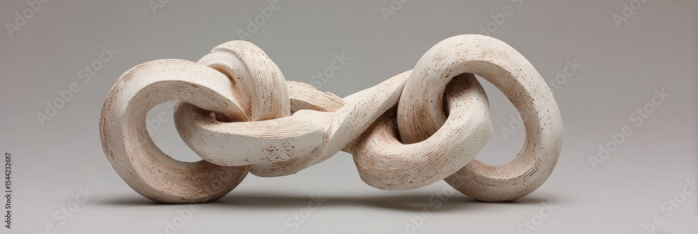 Aufkleber Abstract Sculpture Representing Tension With Curved Lines and Knots, Crafted From Clay, Displayed in a Minimalist Setting Featuring Subtle Textures