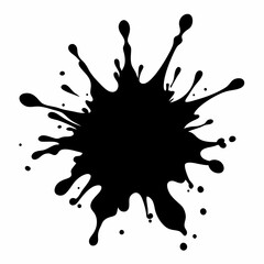 abstract paint splash silhouette vector black on white background