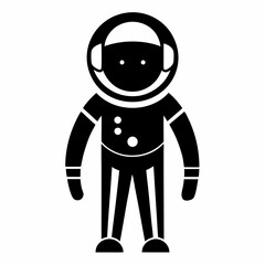 astronaut silhouette vector black on white background
